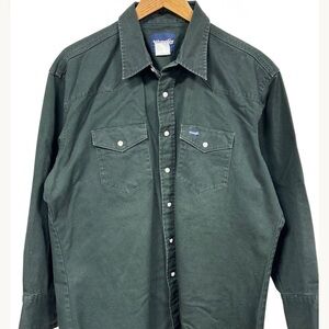 Vintage Westren Wear Pearl Snap Green Westren Button up XL
